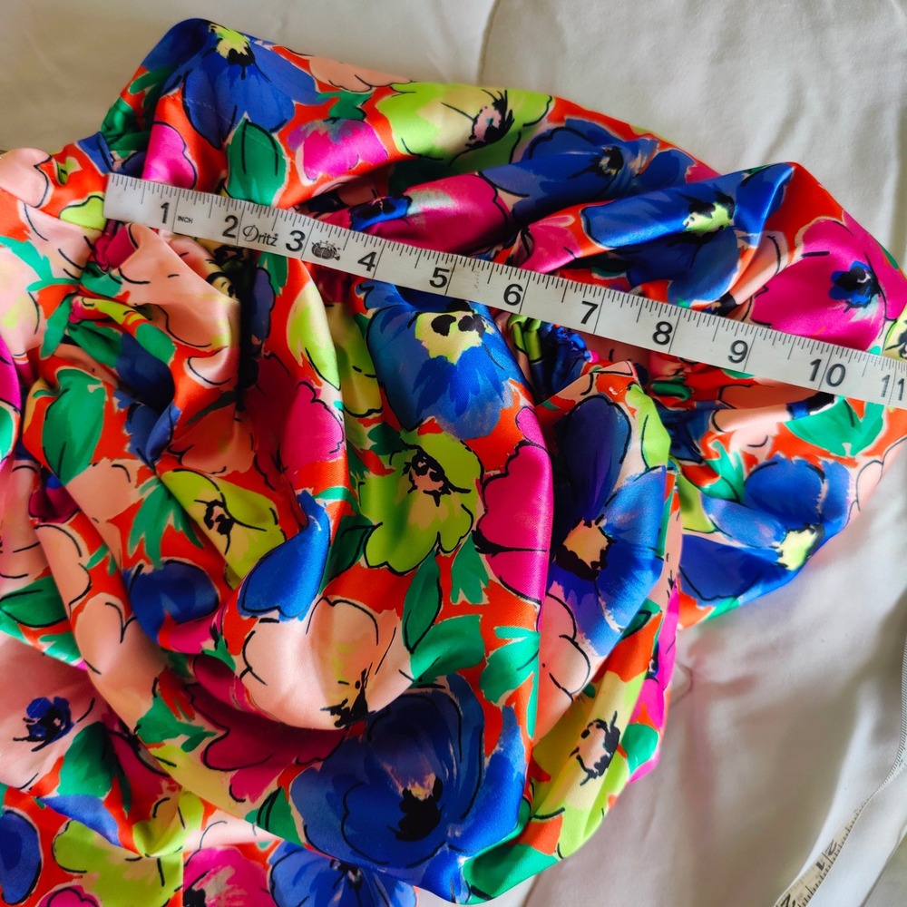 ROTATE Birger Christensen Floral Satin Puff Sleeve Mini Dress Open Back US 10 - Picture 16 of 16